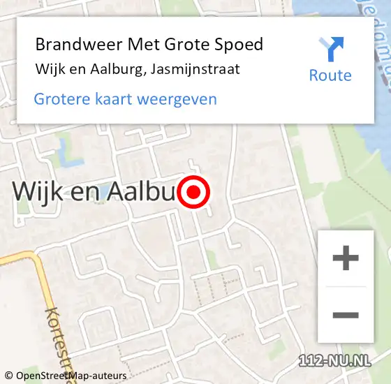 Locatie op kaart van de 112 melding: Brandweer Met Grote Spoed Naar Wijk en Aalburg, Jasmijnstraat op 6 april 2023 21:32