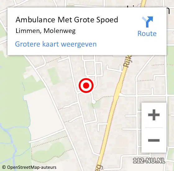 Locatie op kaart van de 112 melding: Ambulance Met Grote Spoed Naar Limmen, Molenweg op 6 april 2023 21:39