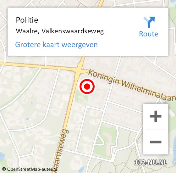 Locatie op kaart van de 112 melding: Politie Waalre, Valkenswaardseweg op 6 april 2023 21:47