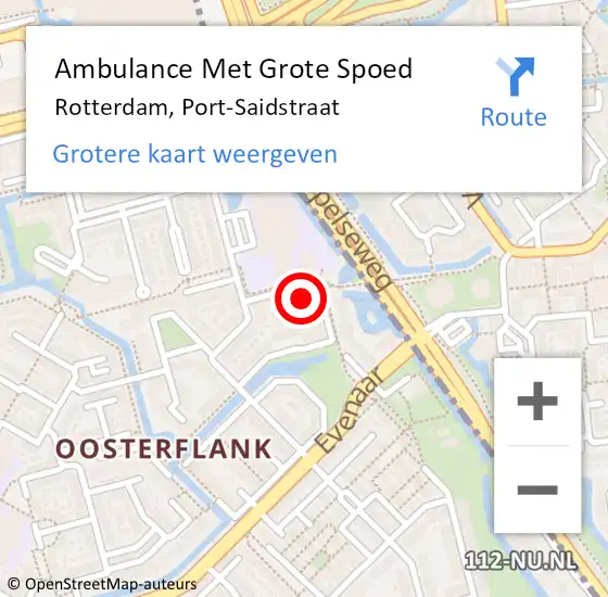 Locatie op kaart van de 112 melding: Ambulance Met Grote Spoed Naar Rotterdam, Port-Saidstraat op 7 april 2023 01:14