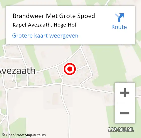 Locatie op kaart van de 112 melding: Brandweer Met Grote Spoed Naar Kapel-Avezaath, Hoge Hof op 7 april 2023 05:40