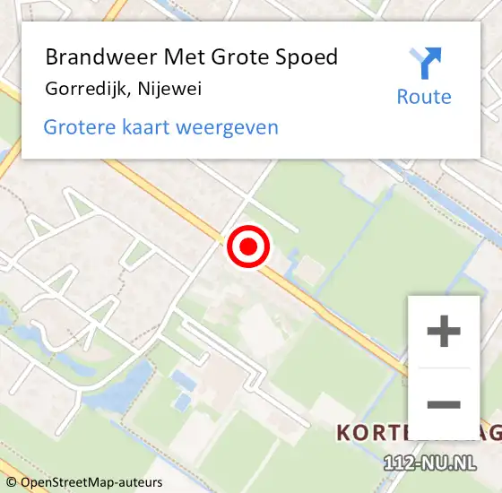 Locatie op kaart van de 112 melding: Brandweer Met Grote Spoed Naar Gorredijk, Nijewei op 7 april 2023 09:00