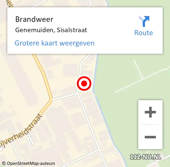 Locatie op kaart van de 112 melding: Brandweer Genemuiden, Sisalstraat op 7 april 2023 09:02