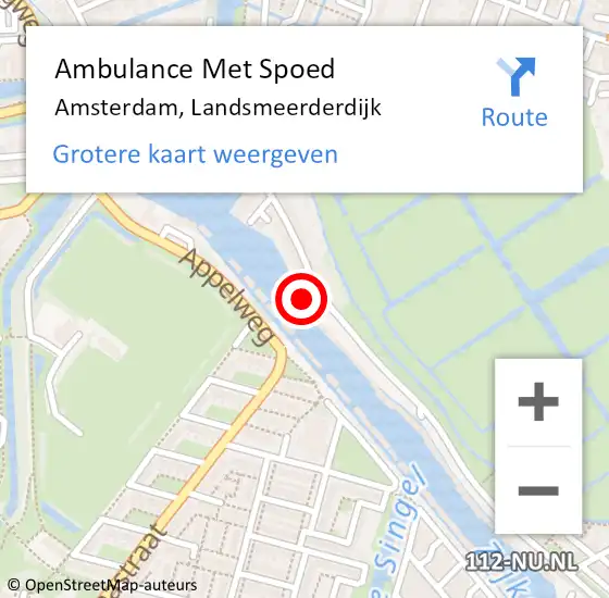 Locatie op kaart van de 112 melding: Ambulance Met Spoed Naar Amsterdam, Landsmeerderdijk op 7 april 2023 12:08