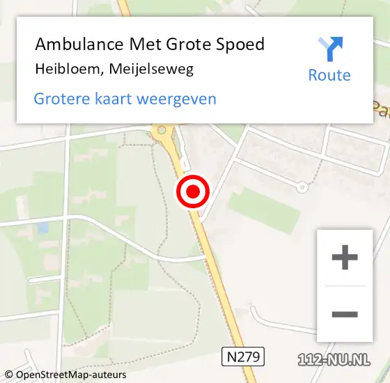 Locatie op kaart van de 112 melding: Ambulance Met Grote Spoed Naar Heibloem, Meijelseweg op 7 april 2023 13:52