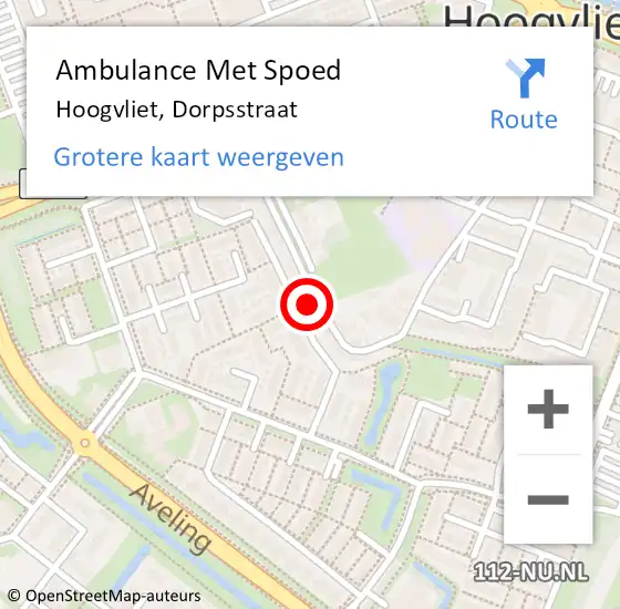 Locatie op kaart van de 112 melding: Ambulance Met Spoed Naar Hoogvliet, Dorpsstraat op 7 april 2023 13:55