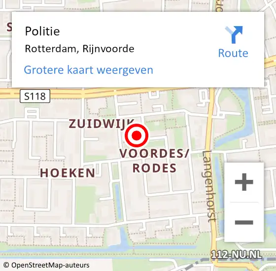 Locatie op kaart van de 112 melding: Politie Rotterdam, Rijnvoorde op 7 april 2023 16:39