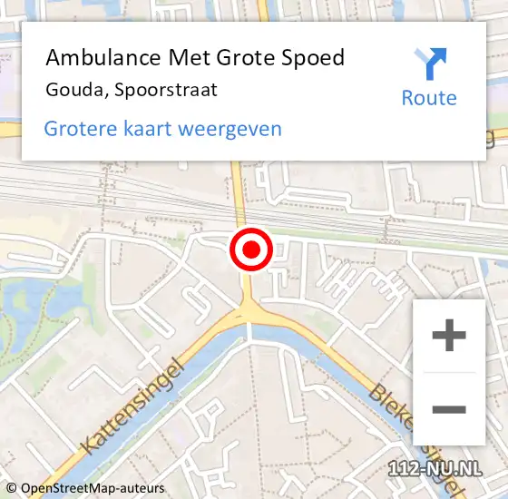 Locatie op kaart van de 112 melding: Ambulance Met Grote Spoed Naar Gouda, Spoorstraat op 7 april 2023 16:52