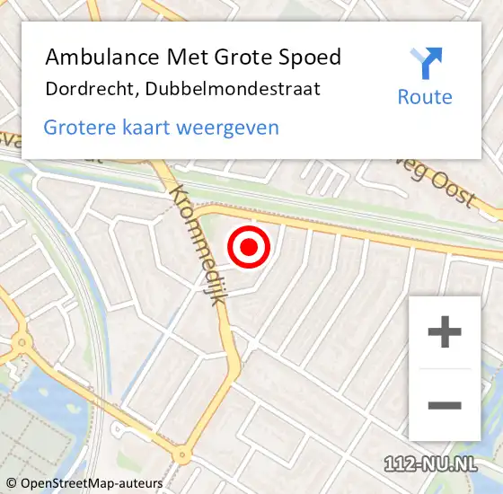 Locatie op kaart van de 112 melding: Ambulance Met Grote Spoed Naar Dordrecht, Dubbelmondestraat op 7 april 2023 21:11