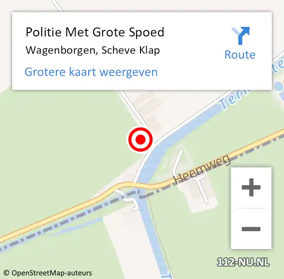 Locatie op kaart van de 112 melding: Politie Met Grote Spoed Naar Wagenborgen, Scheve Klap op 7 april 2023 22:47