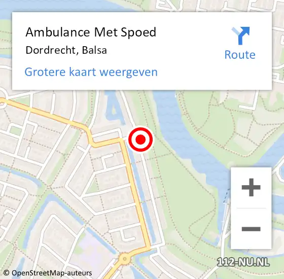 Locatie op kaart van de 112 melding: Ambulance Met Spoed Naar Dordrecht, Balsa op 7 april 2023 23:23