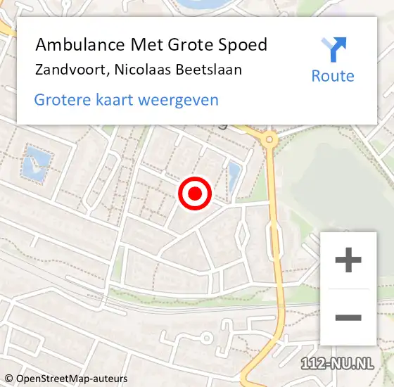 Locatie op kaart van de 112 melding: Ambulance Met Grote Spoed Naar Zandvoort, Beetslaan op 21 augustus 2014 15:29