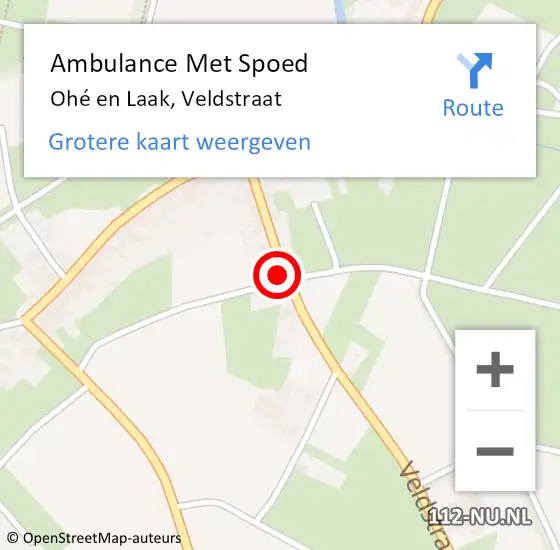 Locatie op kaart van de 112 melding: Ambulance Met Spoed Naar Ohé en Laak, Veldstraat op 8 april 2023 06:14