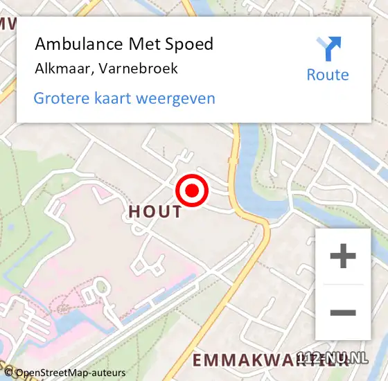 Locatie op kaart van de 112 melding: Ambulance Met Spoed Naar Alkmaar, Varnebroek op 8 april 2023 07:08