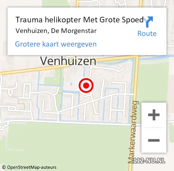 Locatie op kaart van de 112 melding: Trauma helikopter Met Grote Spoed Naar Venhuizen, De Morgenstar op 8 april 2023 07:52