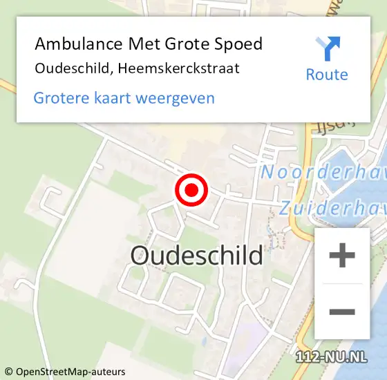 Locatie op kaart van de 112 melding: Ambulance Met Grote Spoed Naar Oudeschild, Heemskerckstraat op 8 april 2023 09:45
