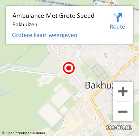 Locatie op kaart van de 112 melding: Ambulance Met Grote Spoed Naar Bakhuizen op 8 april 2023 10:34