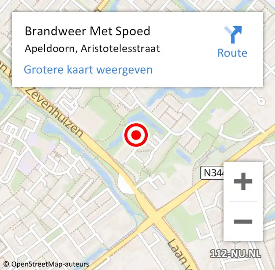 Locatie op kaart van de 112 melding: Brandweer Met Spoed Naar Apeldoorn, Aristotelesstraat op 8 april 2023 12:40