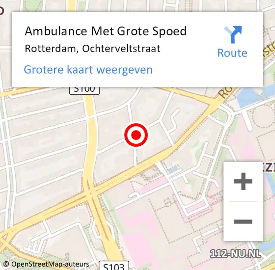 Locatie op kaart van de 112 melding: Ambulance Met Grote Spoed Naar Rotterdam, Ochterveltstraat op 8 april 2023 13:42