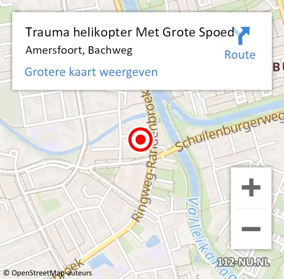 Locatie op kaart van de 112 melding: Trauma helikopter Met Grote Spoed Naar Amersfoort, Bachweg op 8 april 2023 15:33