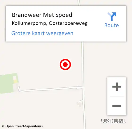 Locatie op kaart van de 112 melding: Brandweer Met Spoed Naar Kollumerpomp, Oosterboereweg op 8 april 2023 15:38