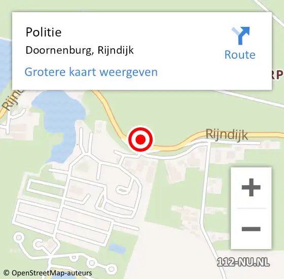 Locatie op kaart van de 112 melding: Politie Doornenburg, Rijndijk op 8 april 2023 16:42