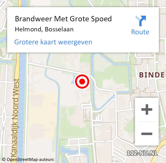 Locatie op kaart van de 112 melding: Brandweer Met Grote Spoed Naar Helmond, Bosselaan op 8 april 2023 16:52