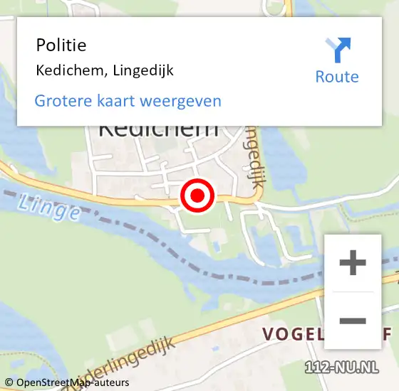 Locatie op kaart van de 112 melding: Politie Kedichem, Lingedijk op 8 april 2023 19:24