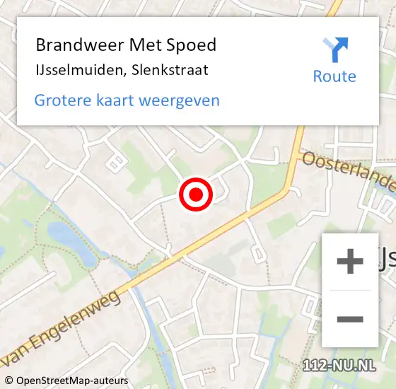 Locatie op kaart van de 112 melding: Brandweer Met Spoed Naar IJsselmuiden, Slenkstraat op 8 april 2023 19:30