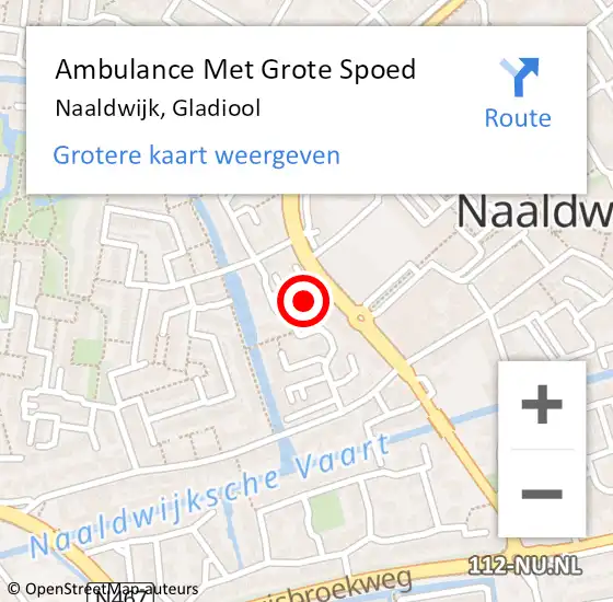 Locatie op kaart van de 112 melding: Ambulance Met Grote Spoed Naar Naaldwijk, Gladiool op 8 april 2023 19:52