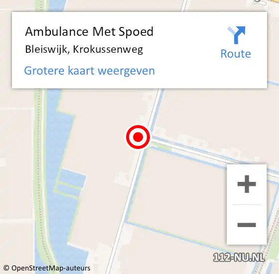 Locatie op kaart van de 112 melding: Ambulance Met Spoed Naar Bleiswijk, Krokussenweg op 8 april 2023 21:07