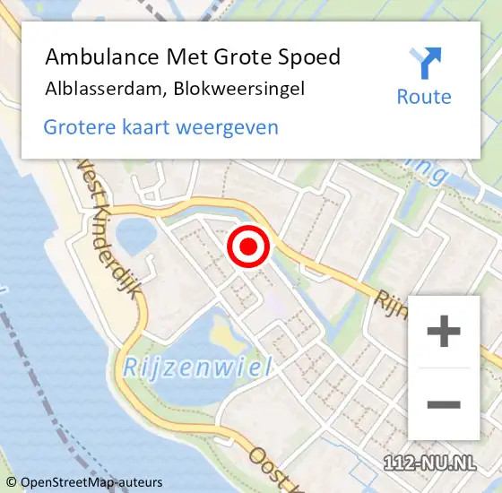 Locatie op kaart van de 112 melding: Ambulance Met Grote Spoed Naar Alblasserdam, Blokweersingel op 9 april 2023 00:11