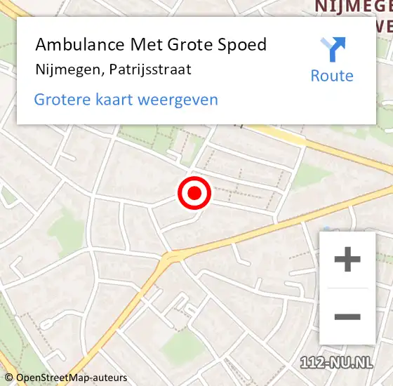 Locatie op kaart van de 112 melding: Ambulance Met Grote Spoed Naar Nijmegen, Patrijsstraat op 21 augustus 2014 17:56