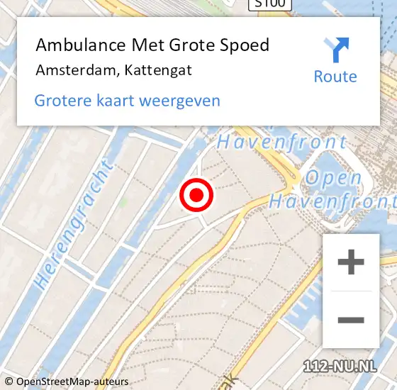 Locatie op kaart van de 112 melding: Ambulance Met Grote Spoed Naar Amsterdam, Kattengat op 21 augustus 2014 18:00