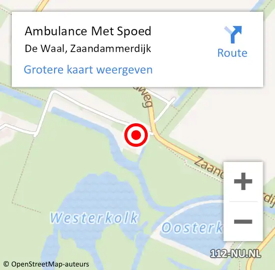 Locatie op kaart van de 112 melding: Ambulance Met Spoed Naar De Waal, Zaandammerdijk op 9 april 2023 14:10