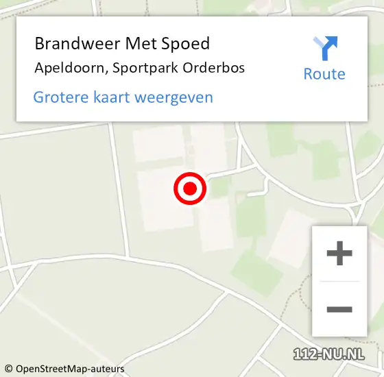 Locatie op kaart van de 112 melding: Brandweer Met Spoed Naar Apeldoorn, Sportpark Orderbos op 9 april 2023 14:29