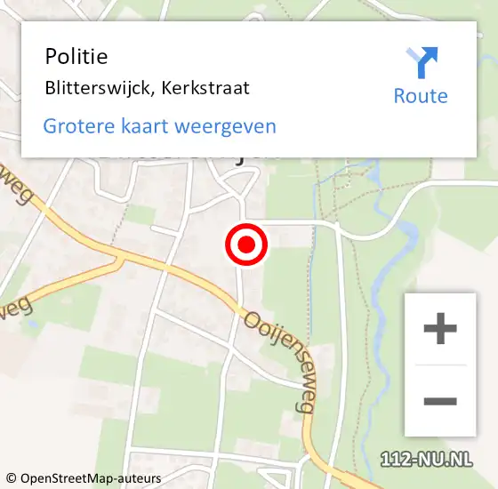 Locatie op kaart van de 112 melding: Politie Blitterswijck, Kerkstraat op 9 april 2023 18:03