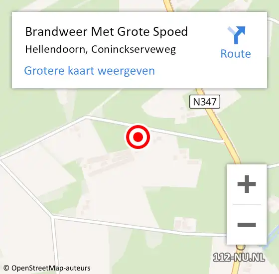 Locatie op kaart van de 112 melding: Brandweer Met Grote Spoed Naar Hellendoorn, Coninckserveweg op 9 april 2023 21:40