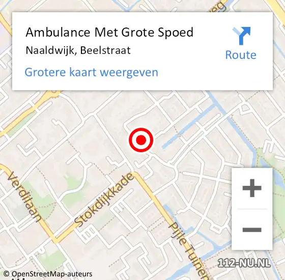 Locatie op kaart van de 112 melding: Ambulance Met Grote Spoed Naar Naaldwijk, Beelstraat op 9 april 2023 21:59