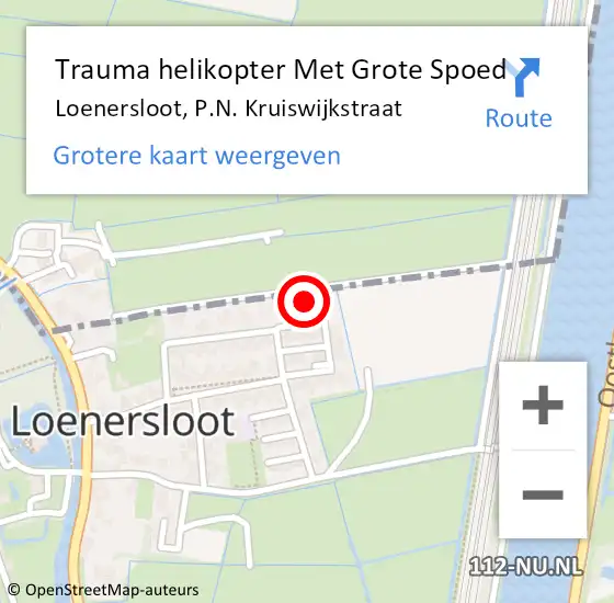 Locatie op kaart van de 112 melding: Trauma helikopter Met Grote Spoed Naar Loenersloot, P.N. Kruiswijkstraat op 9 april 2023 23:07