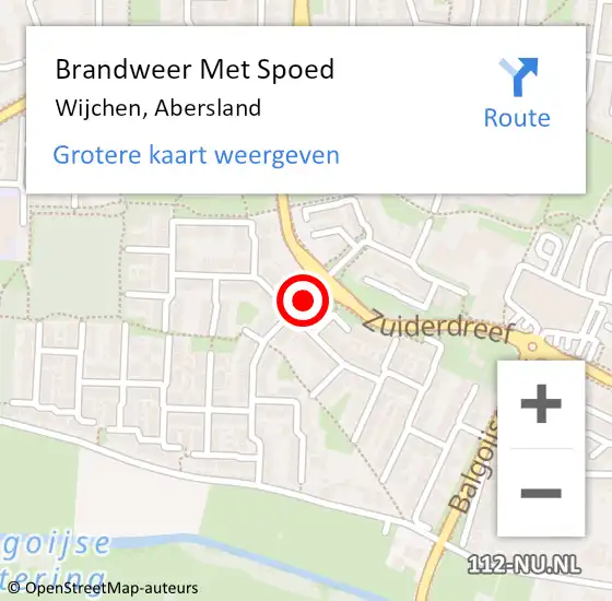 Locatie op kaart van de 112 melding: Brandweer Met Spoed Naar Wijchen, Abersland op 10 april 2023 01:51