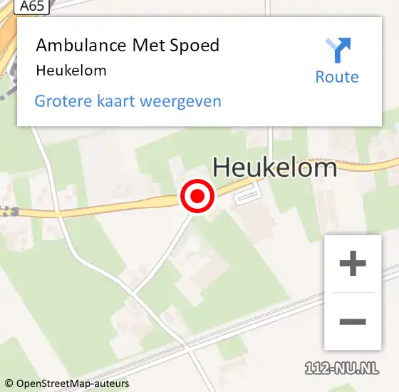 Locatie op kaart van de 112 melding: Ambulance Met Spoed Naar Heukelom op 10 april 2023 06:31