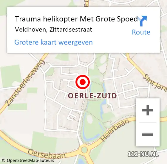 Locatie op kaart van de 112 melding: Trauma helikopter Met Grote Spoed Naar Veldhoven, Zittardsestraat op 10 april 2023 08:06
