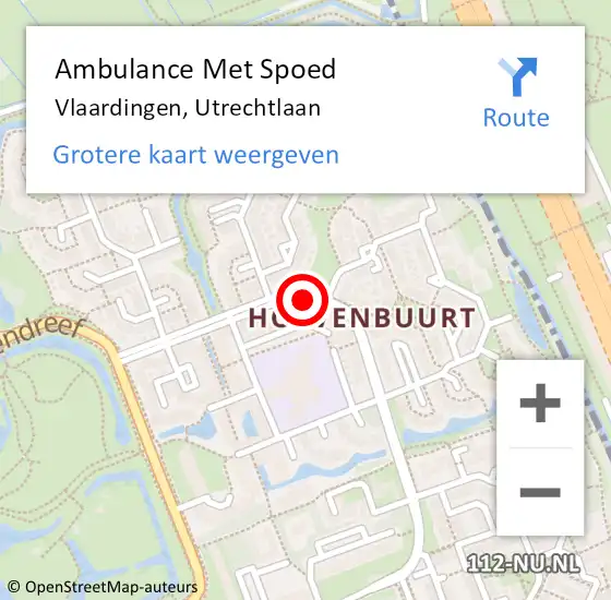 Locatie op kaart van de 112 melding: Ambulance Met Spoed Naar Vlaardingen, Utrechtlaan op 10 april 2023 10:15