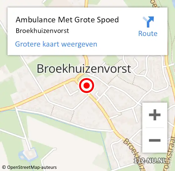 Locatie op kaart van de 112 melding: Ambulance Met Grote Spoed Naar Broekhuizenvorst op 10 april 2023 10:38