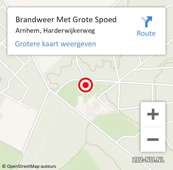 Locatie op kaart van de 112 melding: Brandweer Met Grote Spoed Naar Arnhem, Harderwijkerweg op 10 april 2023 10:54