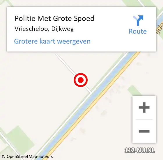 Locatie op kaart van de 112 melding: Politie Met Grote Spoed Naar Vriescheloo, Dijkweg op 10 april 2023 12:04