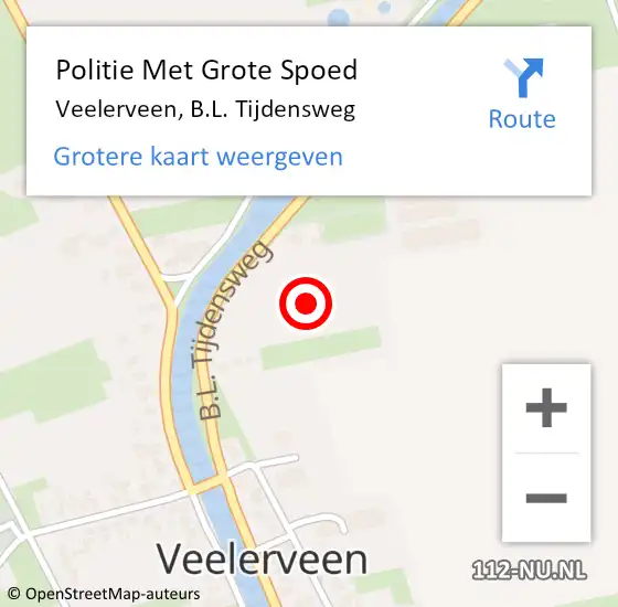 Locatie op kaart van de 112 melding: Politie Met Grote Spoed Naar Veelerveen, B.L. Tijdensweg op 10 april 2023 12:08