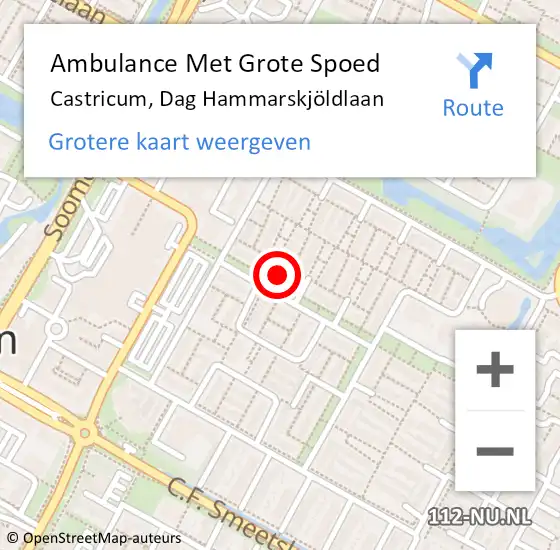 Locatie op kaart van de 112 melding: Ambulance Met Grote Spoed Naar Castricum, Dag Hammarskjöldlaan op 10 april 2023 12:38
