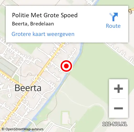 Locatie op kaart van de 112 melding: Politie Met Grote Spoed Naar Beerta, Bredelaan op 10 april 2023 13:39